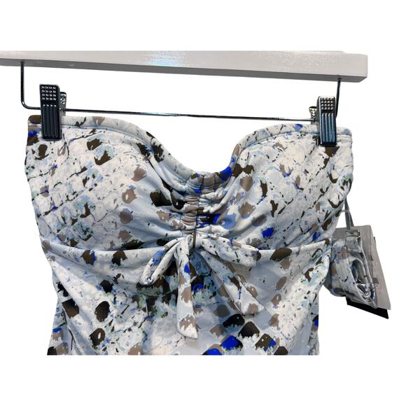 DKNY WOMENS SZ XS TANKINI TOP PRINTED BANDEAU BOW JUMBO MULTI SNAKE SPLASH MULTI - Picture 3 of 10